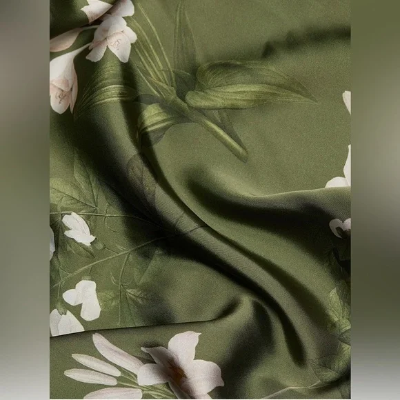 Sachin + Babi Mae Floral satin Olive green Floral fall wedding modestMaxi Dress - Picture 13 of 13